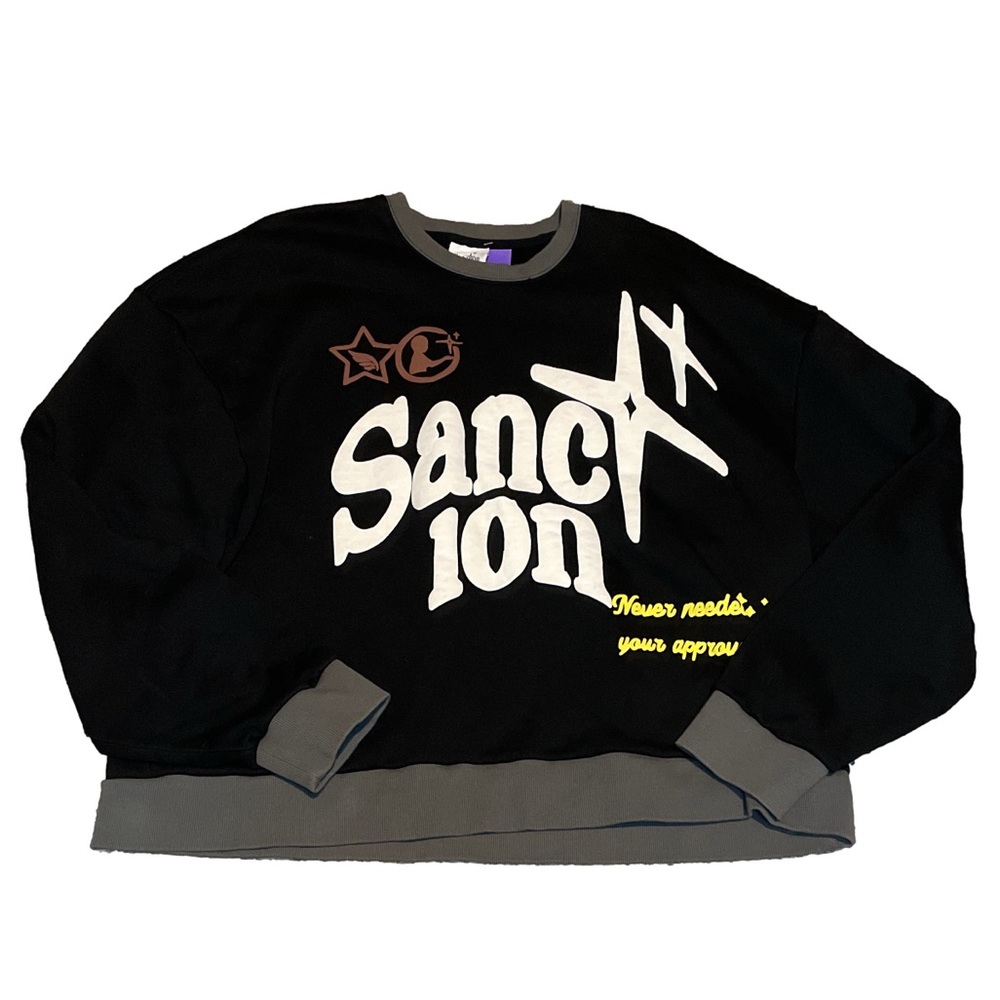 Sanction NWOT Streetwear black boxy crew neck mens XL